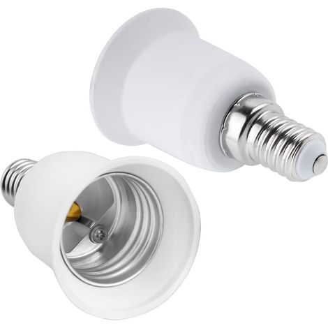 Adaptador de casquillo E14 a E27, convertidor de casquillo SES a ES, 0-250 V, para bombillas E27, LED, incandescentes, halógenas y CFL (paquete de 2) (1/5)