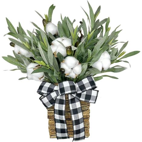 Frühlings- und Sommerblumenkörbe aus Olivenholz und Baumwolle, künstliche Blumenkörbe, Türkörbe, Türdekorationen, Wohndekorationen. (1/2)