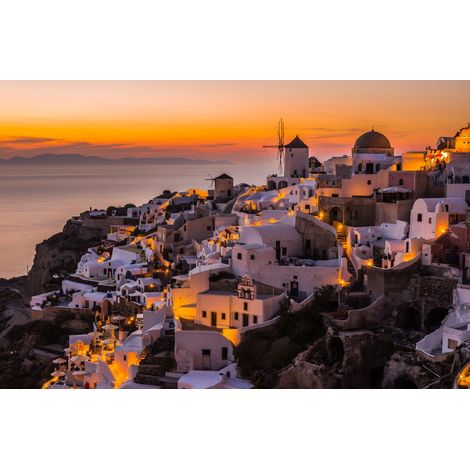 papier peint panoramique Santorin orange chaude, marron et gris - Sanders & Sanders (1/3)