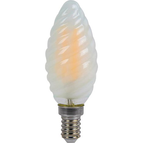 Alcapower Lampadina LED Tortiglione C37 Vetro Frost 4W 510lm 3000K Attacco E14 Luce Calda Effetto Diffuso Classe Energetica E Design Elegante