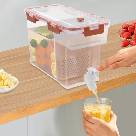3.5L Getränkespender, Doppeltank mit Wasserhahn und Trennwand Wasserspender für Kühlschrank (1/5)