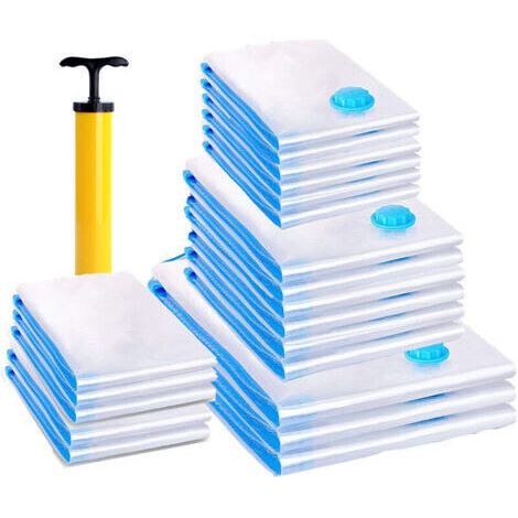 BUNTHAUS 20pcs Sacs de Rangement sous Vide + Pompe Sac de Voyage sous Vide Housse sous Vide Réutilisable Sac Compression sous Vide Vêtement (1/2)