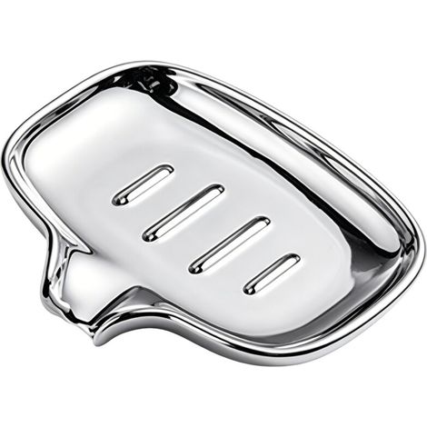 Elegante portasapone in ceramica con pratico scolasapone - Argento