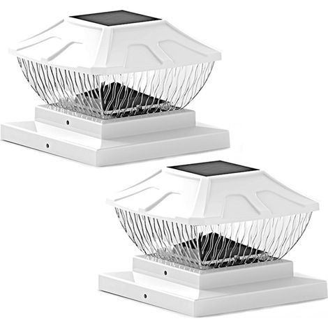 Ortviai Applique Solaire Étanche pour Pilier Extérieur 6x6 Pouces, IP65, Batterie 600 mAh, 2 Pièces, Blanc/Chaud (1/5)