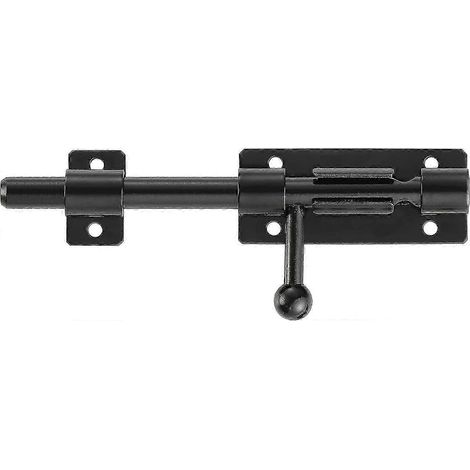 Verrou de sécurité robuste à glissière pour portail, avec trou pour cadenas, en acier inoxydable 304 noir mat, longueur 160 mm (6 pouces), diamètre 14 mm (8 pouces), hauteur 200 mm (8 pouces). (1/5)