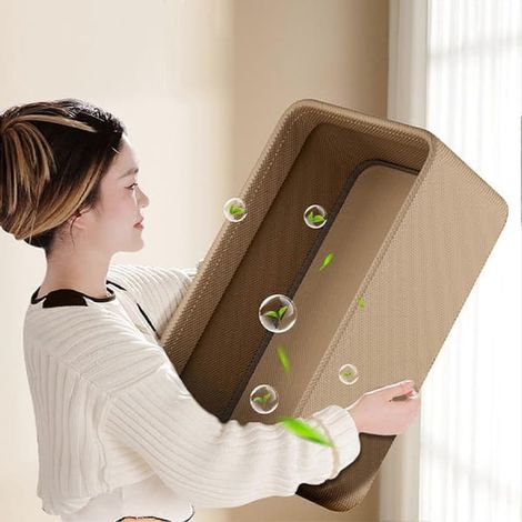 Panier de rangement pour pulls et t-shirts avec poignées, grande capacité, structure pliable en acier.