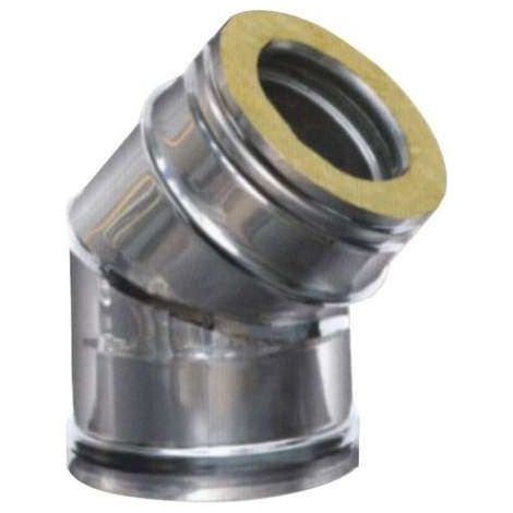 MARAL 63380 Gomito Inox Settori 45° Doppia Parete 13-18 Acciaio Inox Aisi 316L Interno Aisi 304 Esterno Isolamento Lana di Roccia 25 mm colore Acciaio (1/2)