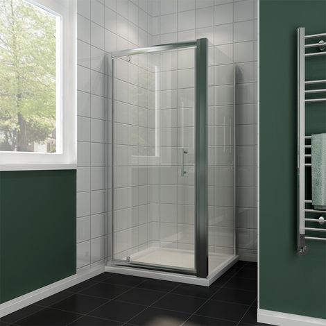 ELEGANT 900 x 900mm Pivot Shower Door Side Panel 6mm Glass Cubicle Modern Shower Enclosure (1/5)