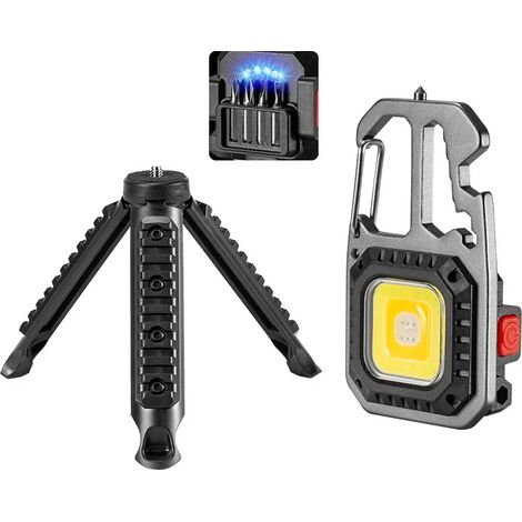 Lampe torche multifonctionnelle (argentée avec support) (1/3)