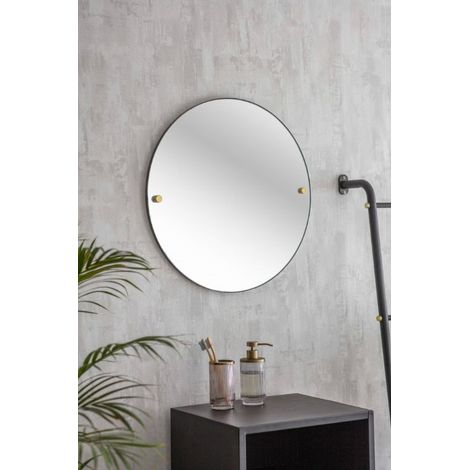Garden Trading Indoor Adelphi Round Wall Hallway Lounge Mirror 55cm Black Steel (1/2)