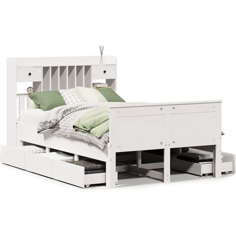 Maison Exclusive - Letto Libreria senza Materasso Bianco 135x190 cm Legno di Pino