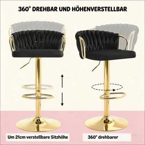 Chaises de bar élégantes avec coussin moelleux, tabourets de cuisine confortables, lot de 2, design moderne pour comptoir, assise rembourrée, style café, hauteur bar. (1/5)