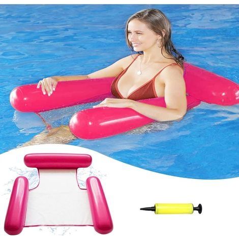 Flottantes Hamac Piscine Hamac Gonflable Multi Usage 4 -en-1 Flottantes Hamac Bouées et Matelas gonflables Chaise Longue de Piscine Portable Flotteur pour Adultes, Enfants(Rose) (1/5)
