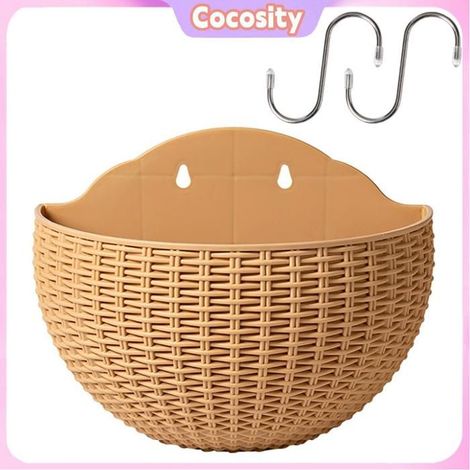 Cocosity Pot de fleurs mural Pot de fleurs suspendu mural en rotin imitation, Pot de fleurs semi-circulaire mural piscine outils (1/5)