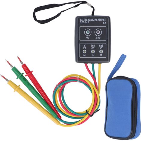 Phasenfolgeprüfer – 3-phasig, 60–600 V Wechselstrom – 5 LEDs – batterielos – Rotations-Präsenzmelder