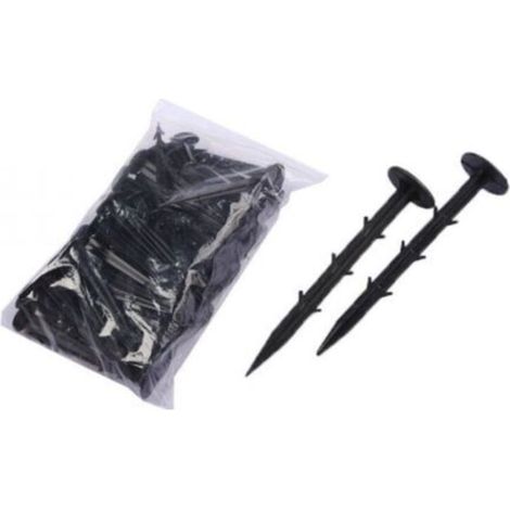 Sollbry Clou de sol de jardinage en plastique, 100 pièces 12 cm multifonctionnels en plastique pour cour et piquets de jardin, outils de fixation de jardinage pour fixer le film de paillis en plastiqu