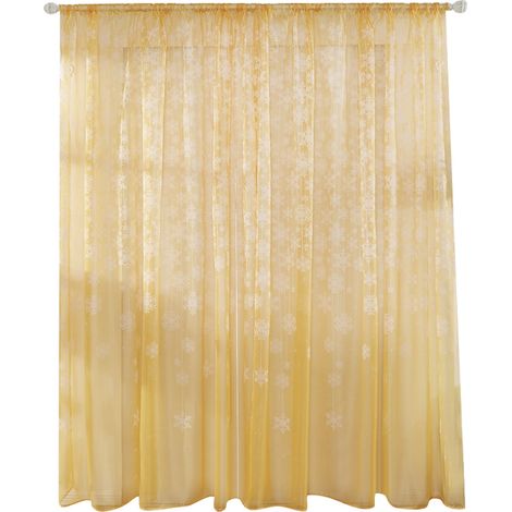 Voilages transparents imprimés avec motif flocons de neige dorés — Idéaux pour chambres et salons (100 x 200 cm) (1/5)