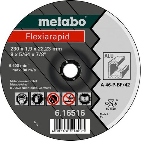 METABO Meule Flexiarapid 125 x 1,0 x 22,23 mm, ALUMINIUM, TF 41 - 616513000 616513000 (1/2)