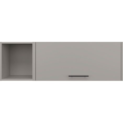 Armoire murale en mélamine avec 3 étagères et porte battante supérieure , Gris , 37.8 cm X 119.9 cm X 33 cm (1/5)