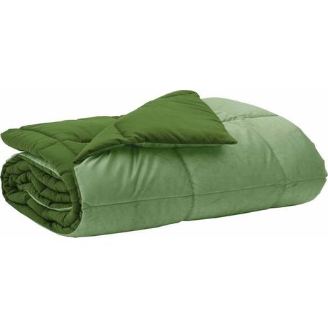 Housse de couette d'été matelassée, verte, 135 x 200 cm, microfibre.