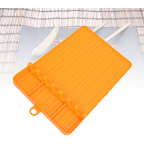 Tapete de silicona para cocinar, a prueba de salpicaduras, resistente al calor, lavable, reutilizable, naranja con orificio para colgar, ideal para asar a la parrilla y acampar. (1/5)