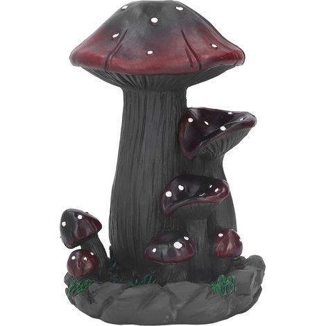 Brûleur d'encens en forme de champignon avec un porte-encens en résine fabriqué à la main contenant 20 cônes d'encens.