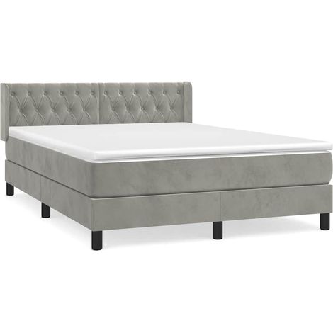 Maison Exclusive - Giroletto a Molle con Materasso Grigio Chiaro 140x200cm Velluto (1/5)