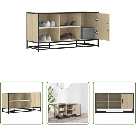 Holzschuhbank - Schuhbank Sonoma-Eiche 100x40x53,5 cm Holzwerkstoff und Metall (1/5)