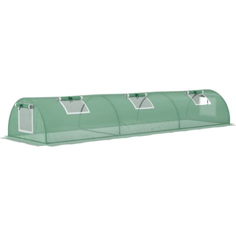 Mini invernadero túnel 300x80x45 cm con lona PE anti-UV y 4 ventanas de malla (1/4)