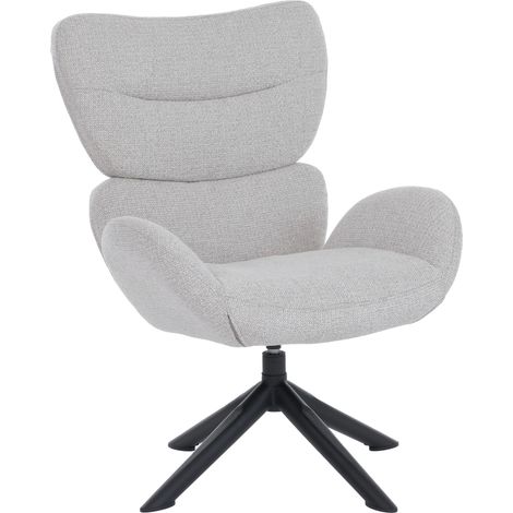 [NUNCA USADO] Sillón de salón HHG-528, sillón de salón, sillón de comedor, giratorio, metal, chenilla (420 g/m²), color crema (1/5)