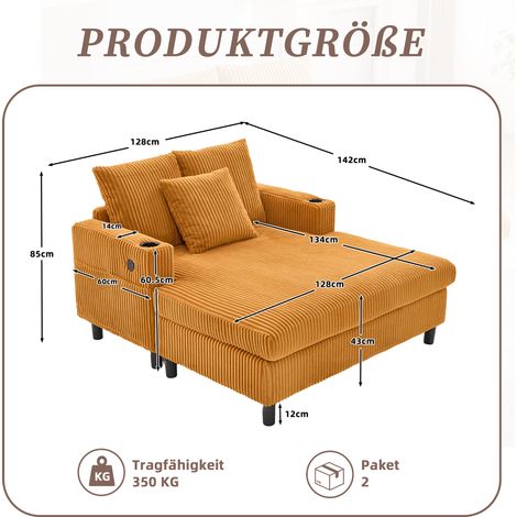 Chaise longue confortable avec porte-gobelets, ports USB et éclairage LED – idéale salon, chambre, véranda (1/4)