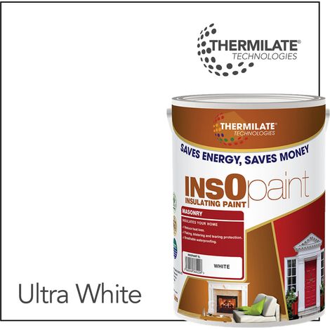 InsOpaint Exterior Masonry Paint - Heat Reflecting, Insulating & Weatherproof Exterior Wall Protection - Ultra White - 5L (1/5)