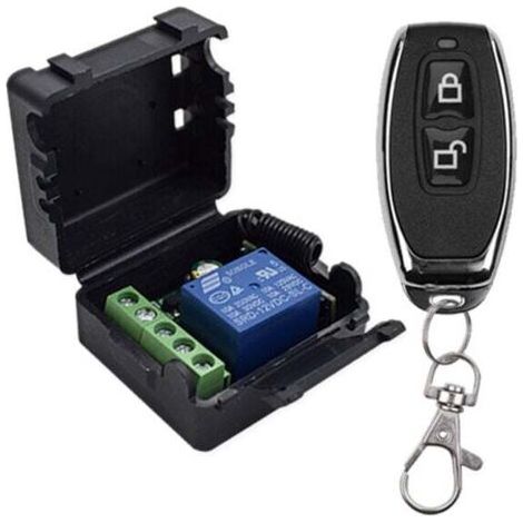 Green Mobility-Télécommande sans fil universelle 433 MHz, module récepteur 1 canal 12 V CC, relais RF, émetteur, interrupteur à bascule momentané pour LED, pompe, voiture (2 émetteurs à bouton + 1 réc (1/4)