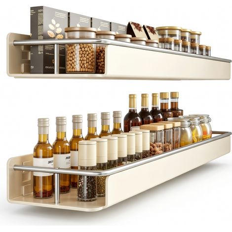 Etagere epices murale sans perage creme 60 cm pour la maison (1/5)