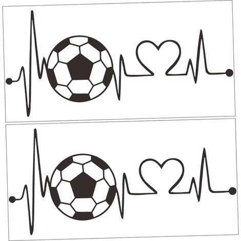 Autocollants Muraux Football Cœur Noir en Pvc, Lot de 2 Pièces, Décorations Amovibles pour Fenêtres et Portes de Réfrigérateur, pour Bureau et Décoration Maison (1/5)