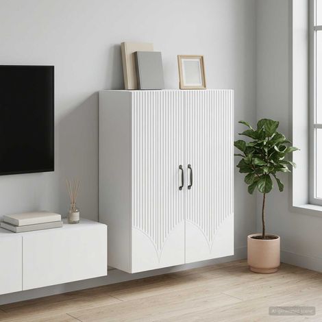 vidaXL Mobiletto a muro Bianco 66 x 34,5 x 90 cm Legno ingegnerizzato (1/5)