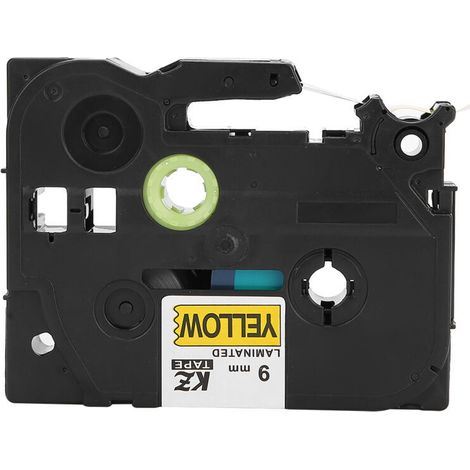 Ruban adhésif 9mm pour étiqueteuses Brother TZe-421, TZe-621, TZe-721, PT E100b, E300 - Noir sur fond jaune (1/5)
