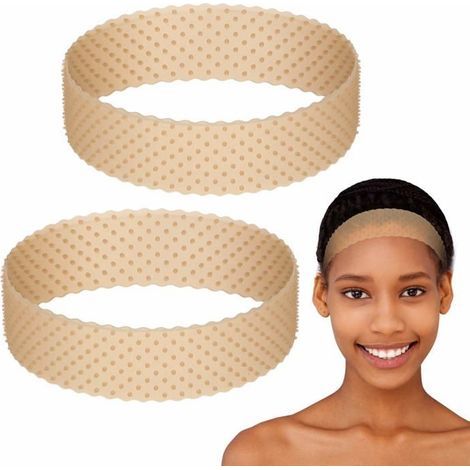 Adjustable silicone wig headband, 2-piece set, non-slip and with optimal hold, for sports and yoga (flesh color). (1/5)