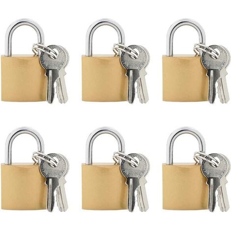 Cadenas en forme de U avec 6 clés, en laiton et en fer.