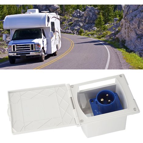 Accessoires de conversion pour camping-car : interface d’alimentation CA 16 A, prise et fiche d’alimentation externes pour camping-car, prise blanche 220 V-250 V 16 A + fiche femelle bleue 16 A. (1/5)