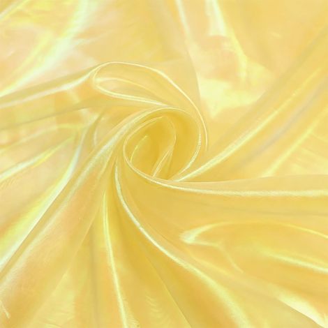 Tissu en organza - 500 x 150 cm - Arc-en-ciel irisé - Tissu décoratif irisé pour rideaux, rideaux, décoration de table, mariage, carnaval et costumes de scène (jaune) (1/5)
