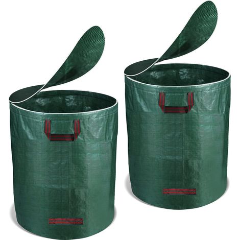 Jiubiaz Gartensack mit Deckel 2X 272L Laubsack Gartenabfallsack XXL Garten Tasche Rasensack mit Griffen Reißfest Wiederverwendbar