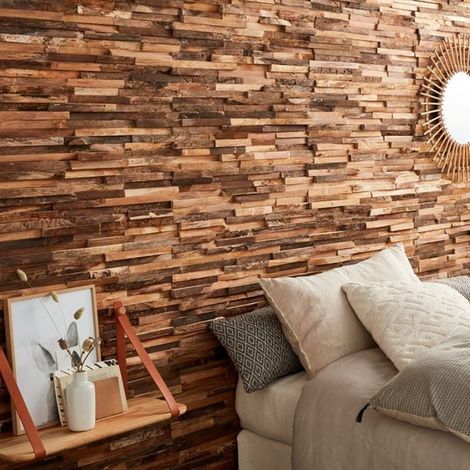 Plaquette de parement en bois Deco Panel Teck Ancien - 50x20 cm - Ti'ma Stone (1/5)