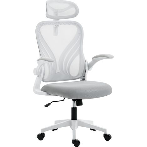 Ergonomic Office Chair Foldable Backrest, 2D Headrest - Light Grey (1/5)