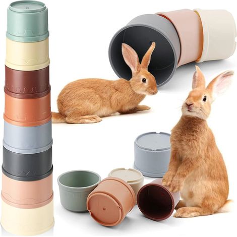 Gobelets Empilables Pour Animaux - 8 Pièces En Plastique Durable - Jouet Enrichissement Mental - Pour Lapins Cobayes Rongeurs (1/5)