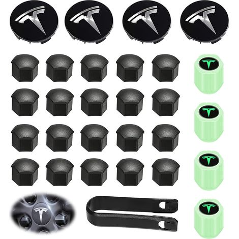 Kits de Cache-moyeu : Kits de Cache-moyeu Central Écrous de Roue Capuchons d'écrou Logo Capuchons de moyeu de Remplacement Caps Caps Hub Model Y (1/5)