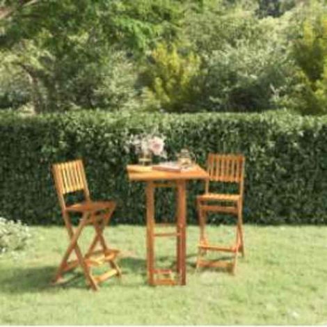 Table de bistro Table haute - Table d'appoint 75x75x110 cm Bois d'acacia massif BV570909 - BonneVie (1/5)