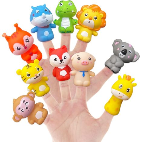 Set mit zehn Tier-Fingerpuppen aus Gummi für Kinder und Erwachsene, Partyspielzeug und kleine Geburtstagsgeschenke (1/5)