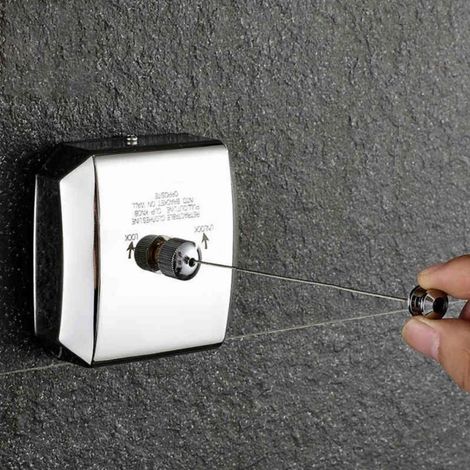 Étendoir mural automatique en acier inoxydable 304, corde de 3.8m pour linge délicat, ligne extensible pour intérieur/extérieur avec fixation et carabiner (1/5)