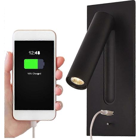 Lampe de lecture LED de chevet avec interrupteur caché, applique murale 350° x 90°, orientable et pliable, lumière chaude 3000K (1/5)